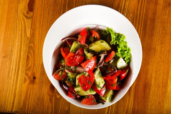 Salada Verduras Tomate Pepino Pimentão — Fotografia de Stock