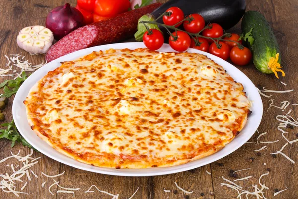 Tasty Four Cheese Pizza — Stock Photo, Image