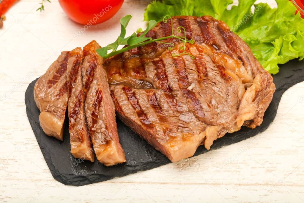 Grilled Rib eye steak with sauce