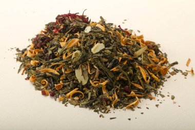 Aroma çay yığın meyve, meyveler ve otlar ile