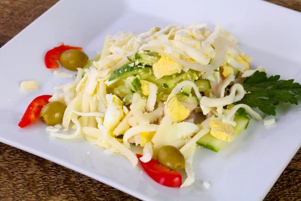 Salada Ovo Presunto Servida Salsa — Fotografia de Stock