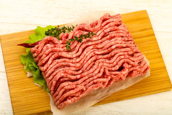 Raw Minced Beef Meat Thyme Hot Pepper — Stock Photo, Image