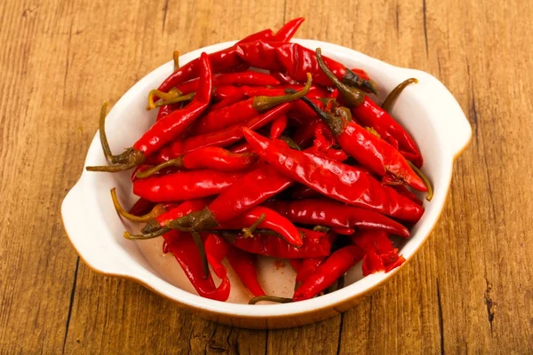 Chiles Escabeche Sobre Fondo Madera —  Fotos de Stock