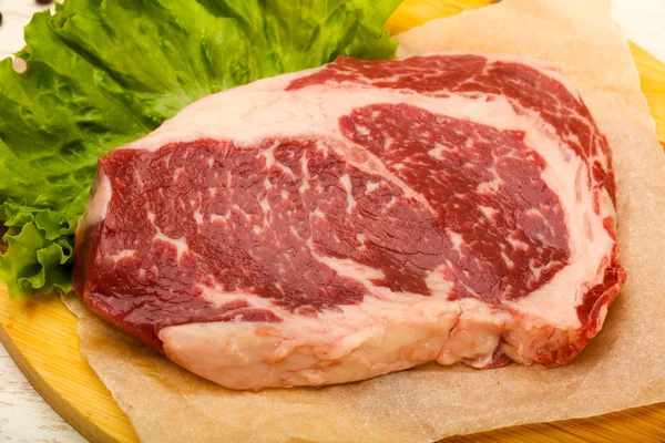Rib Eye Raw Steak Připravený Vaření — Stock fotografie