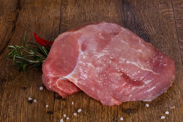 Carne Maiale Cruda Sfondo Legno — Foto Stock