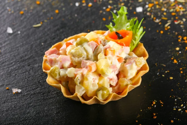 Tartlet Russian Salad Catering — Stock Photo, Image