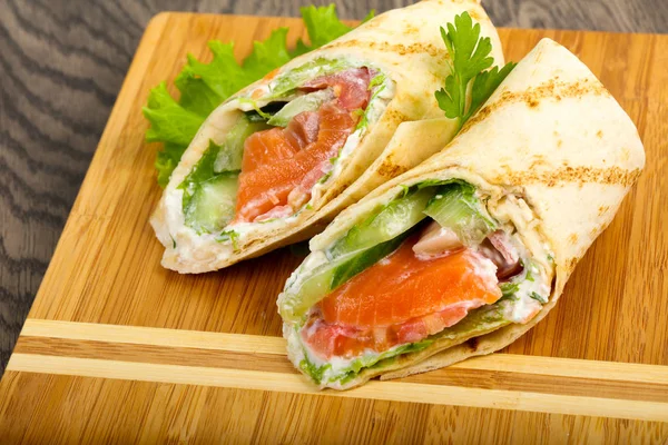 Salmon Bread Roll Cheese — Stock Photo, Image