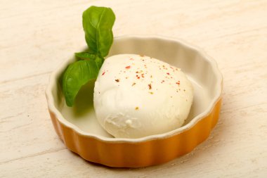 Fesleğen yaprakları ile Mozzarella peyniri