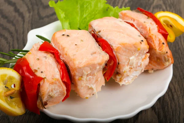 Pincho Salmón Con Pimienta Limón — Foto de Stock