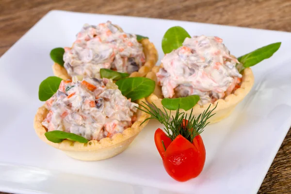 Salade Russe Canape Servi Ruccola — Photo