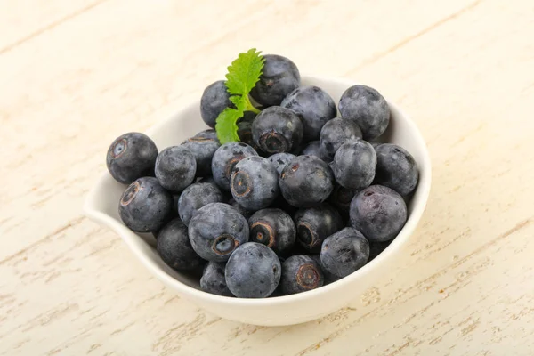 Blueberry Bowl Wooden Background — Stock Photo, Image