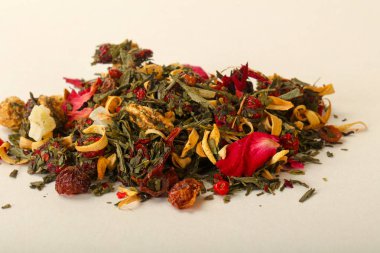 Aroma çay yığın meyve, meyveler ve otlar ile