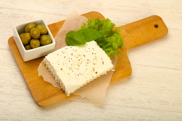 Formaggio Feta Con Olive — Foto Stock