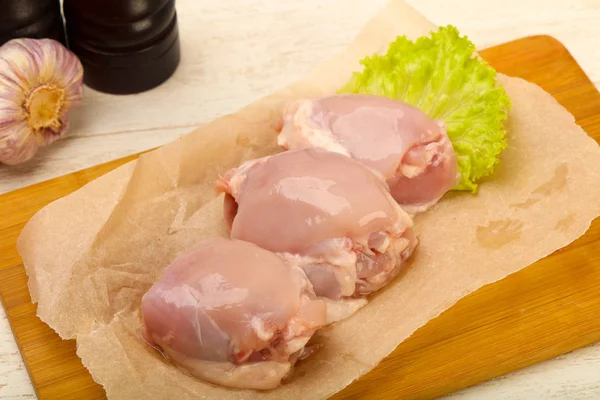 Boneless raw chicken thighs - ready for cooking