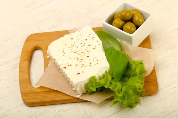 Formaggio Feta Con Olive — Foto Stock