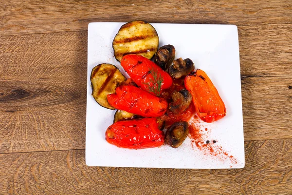 Tasty Grilled Vegetables Wooden Background — Stock Photo, Image