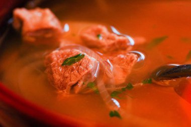 Otlar ve baharatlar ile kuzu çorbası