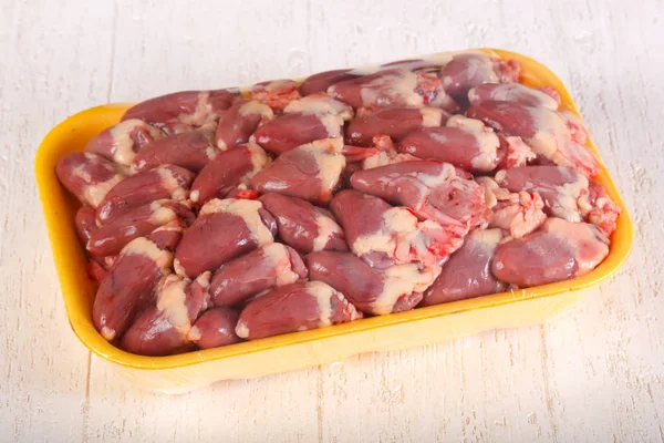 Raw Chicken Hearts Cooking — Stock Photo, Image