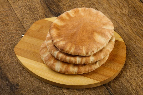 Pita Bread Heap Wooden Background — Stock Photo, Image