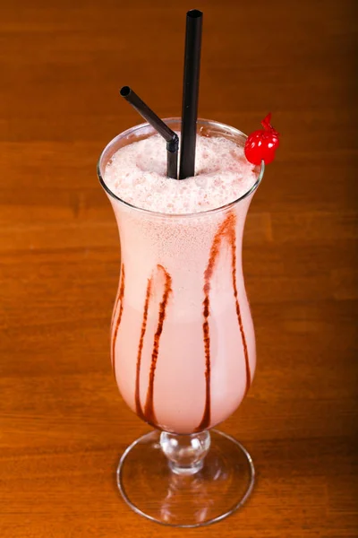 Fresh Milk cocktail with cherry