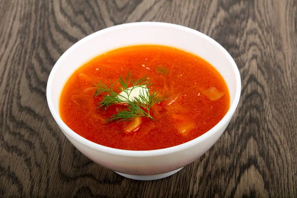 Russian Borcsh Soup Wooden Background — Stock Photo, Image