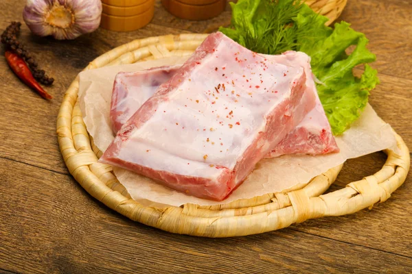 Côtes Porc Crues Prêtes Pour Cuisson Avec Des Épices — Photo