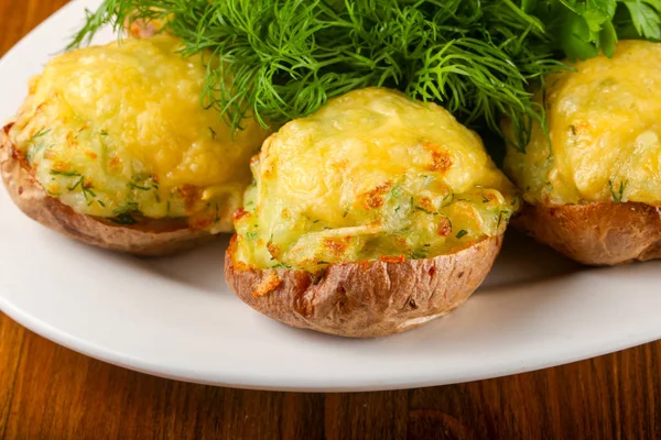 Papa Horno Con Queso Hierbas — Foto de Stock