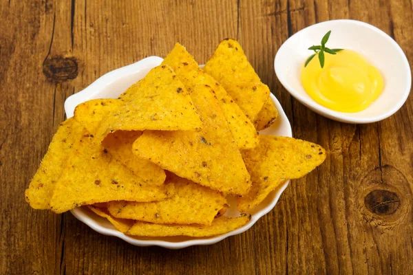 Nachos Med Ostsås — Stockfoto