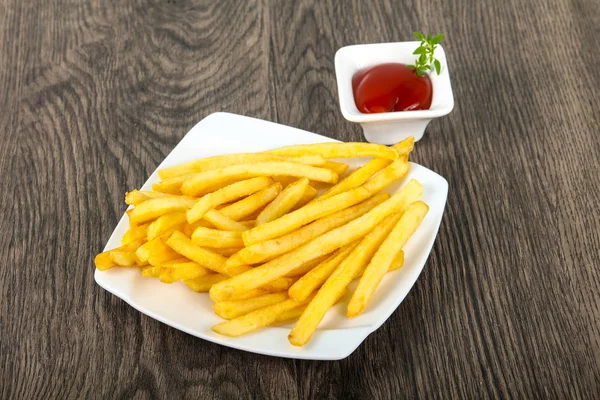 Batatas Fritas Com Ketchup Tomate — Fotografia de Stock