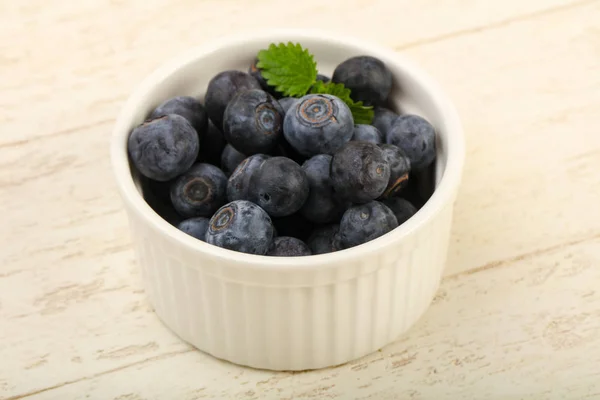 Blueberry Bowl Wooden Background — Stock Photo, Image