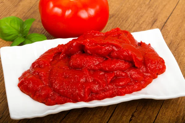 Pasta Pomodoro Con Foglie Basilico — Foto Stock