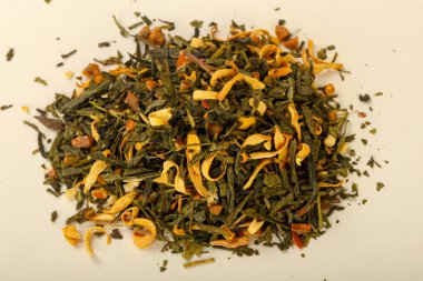 Aroma çay yığın meyve, meyveler ve otlar ile