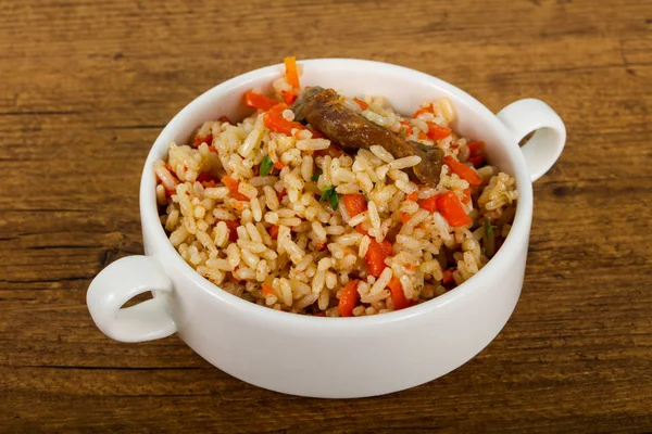 Arroz Asiático Plov Con Carne Zanahoria —  Fotos de Stock