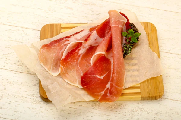 Spanish Hamon Ready Eat Ovet Wooden Background — Stock Photo, Image
