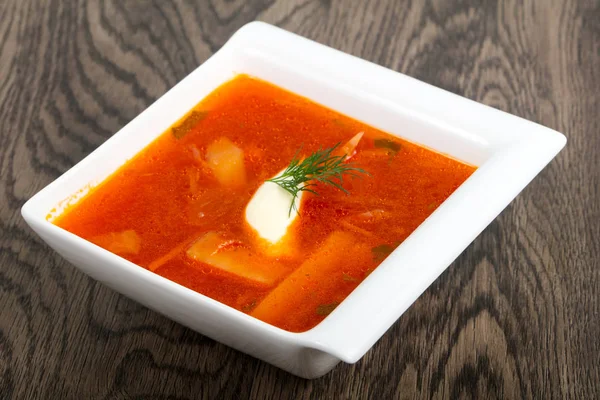 Russian Borcsh Soup Wooden Background — Stock Photo, Image