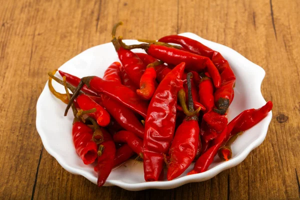 Chiles Escabeche Sobre Fondo Madera —  Fotos de Stock