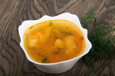 Somon Balık Çorbası beyaz plaka