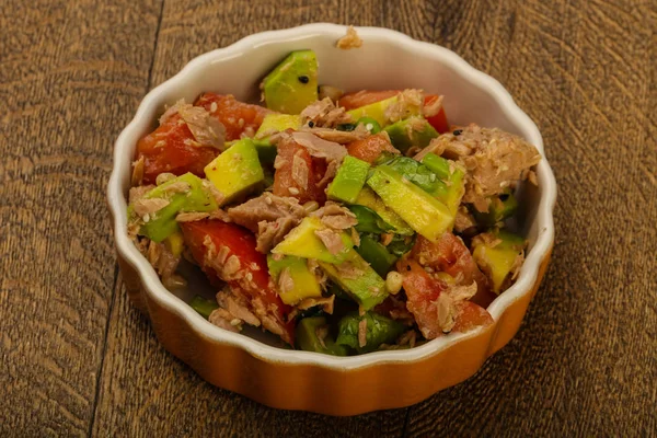 Tuna Avocado Salad Tomato Served Sesame Seeds — Stock Photo, Image