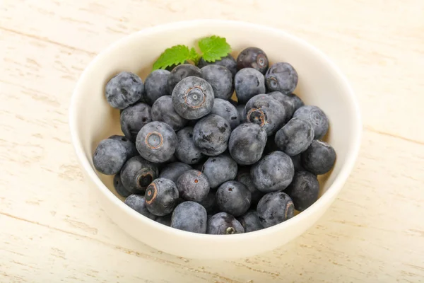 Blueberry Bowl Wooden Background — Stock Photo, Image