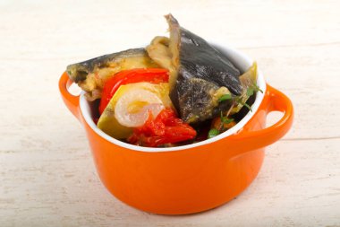 Buğulanmış sebze - patlıcan, domates, biber ve kabak