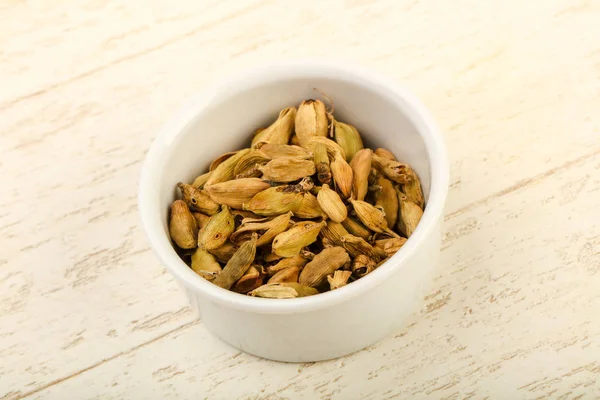 Dry Cardamom Seeds Heap Bowl — Stock Photo, Image