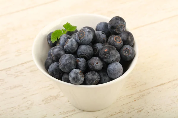 Blueberry Bowl Wooden Background — Stock Photo, Image