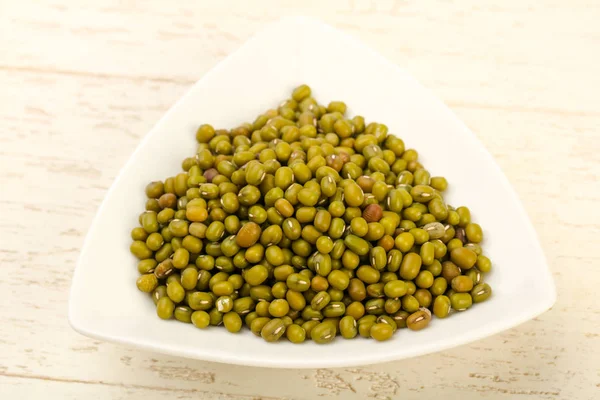 Dry Green Beans Heap Wooden Background — Stock Photo, Image