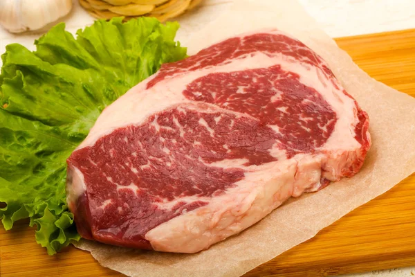 Rib Eye Raw Steak Ready Cooking — Stock Photo, Image