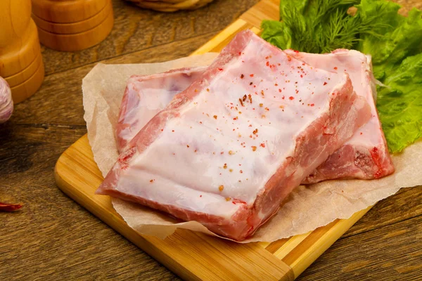 Costillas Cerdo Crudas Listas Para Cocinar Con Especias —  Fotos de Stock