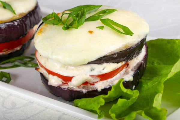 Berenjena Horno Con Tomate Queso — Foto de Stock