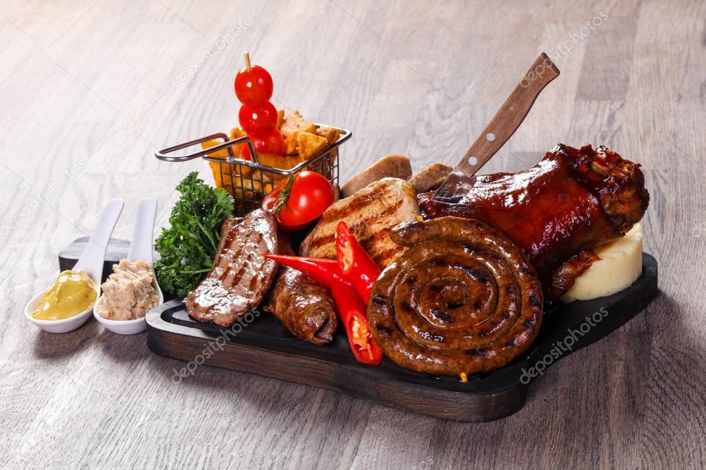 Grilled meat mix plate - beef, pork and chicken