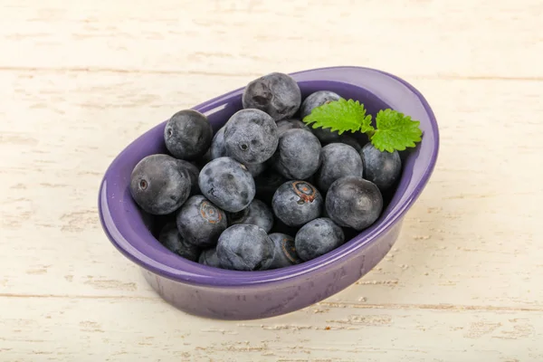 Blueberry Bowl Wooden Background — Stock Photo, Image