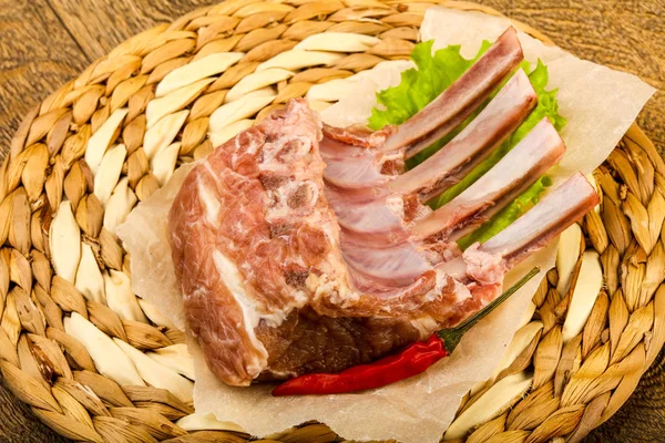 Raw Lamb Ribs Pepper Ready Cooking — Stock Photo, Image