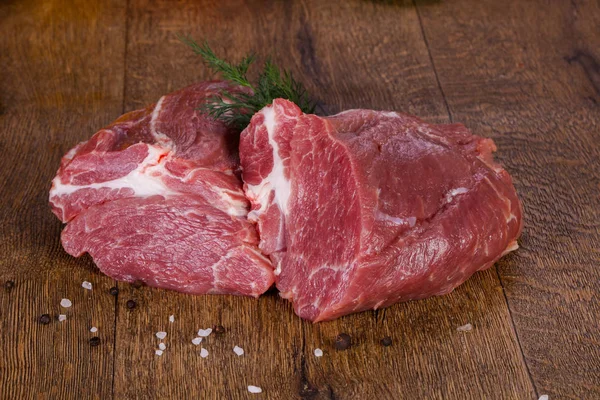 Carne Maiale Cruda Sfondo Legno — Foto Stock